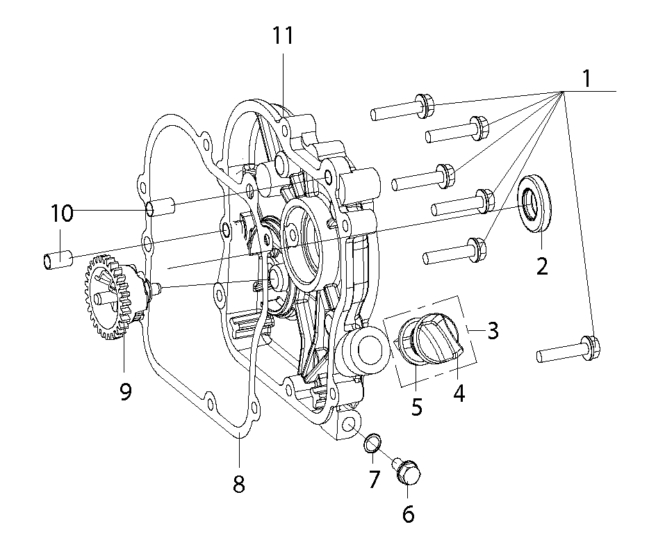 Despiece de CRANKCASE COVER — Motobomba W40P