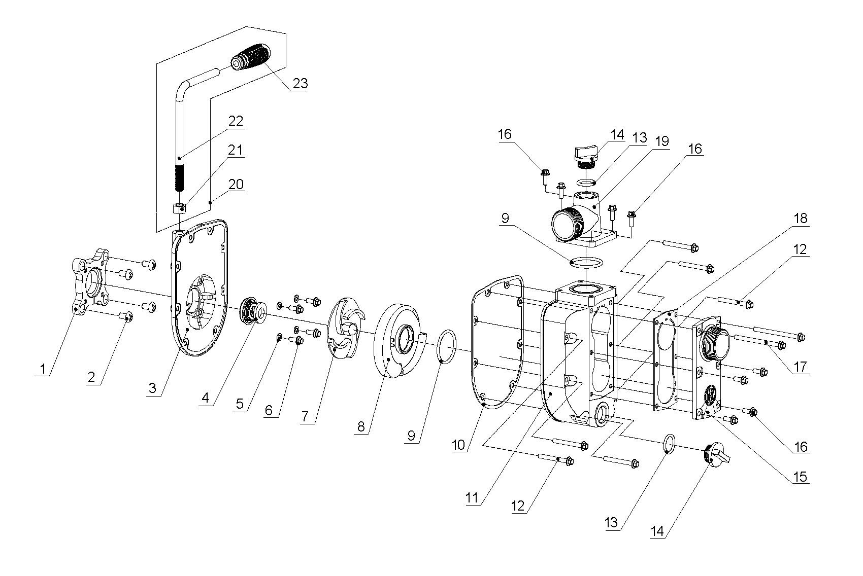 Despiece de BOMBA DE AGUA — Motobomba W40P