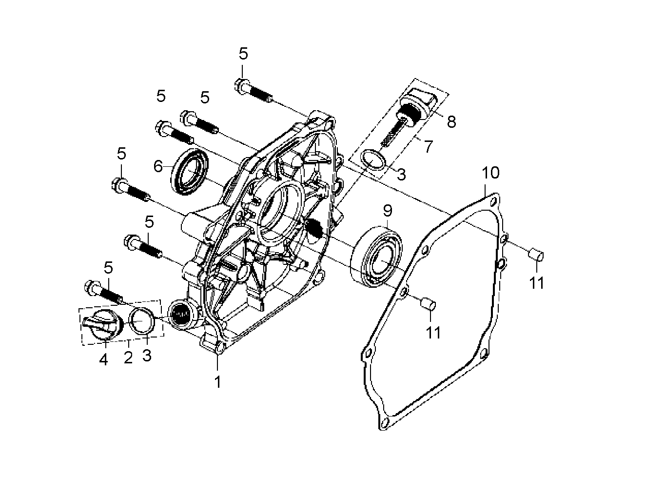 Despiece de CRANKCASE COVER — Motobomba W50P
