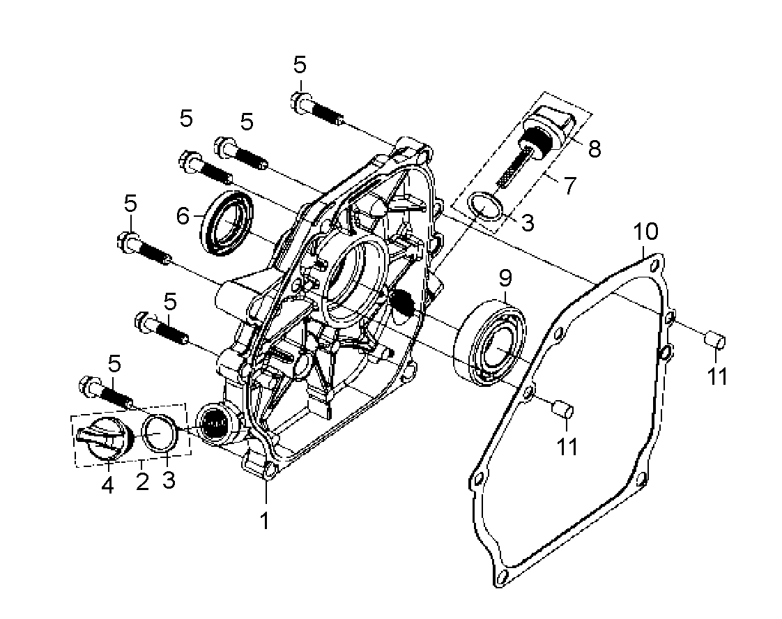 Despiece de CRANKCASE COVER — Motobomba W80P