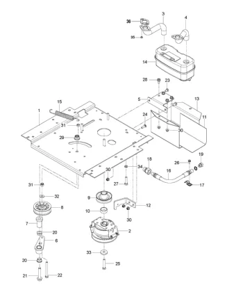 ENGINE MOUNTING, GUARDS AND MUFFLER