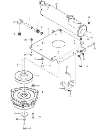 ENGINE MOUNTING, GUARDS AND MUFFLER